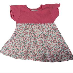 Vintage Infant Girls Basic Edition Pink Floral Print Baby Doll Dress Size 24 Mon